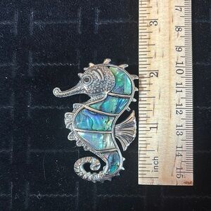 Gorgeous Abalone and Silver Seahorse Pendant/Brooch